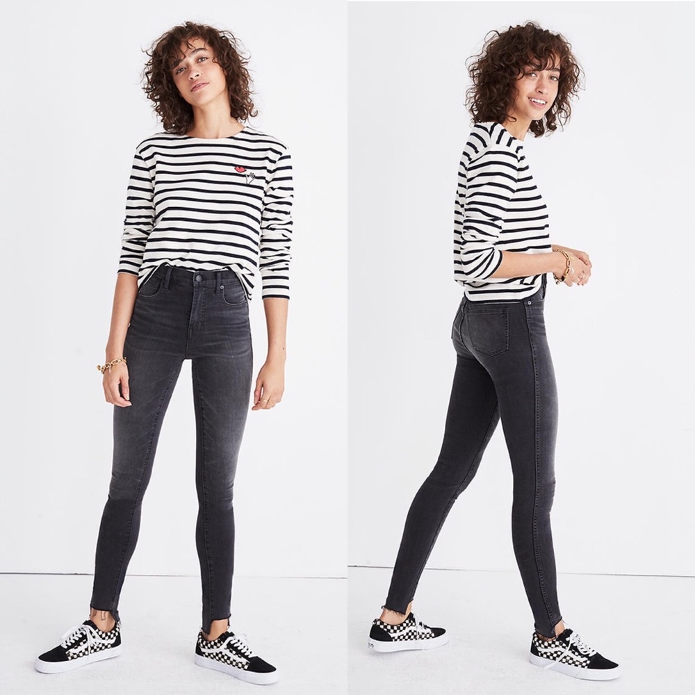 Madewell 10” high rise skinny coal wash step hem